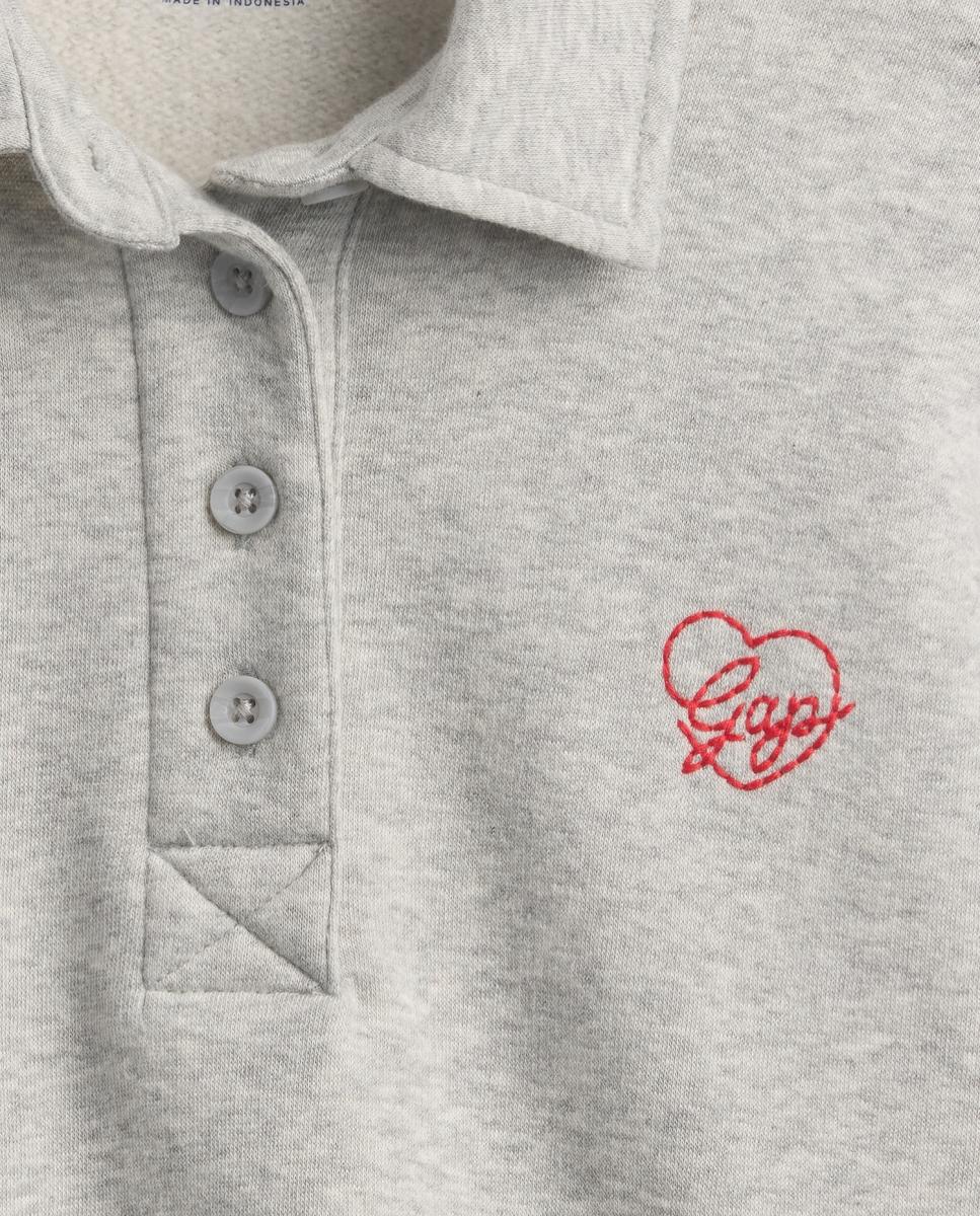 Sweatshirt Oversize Tipo Polo Cinzento-5
