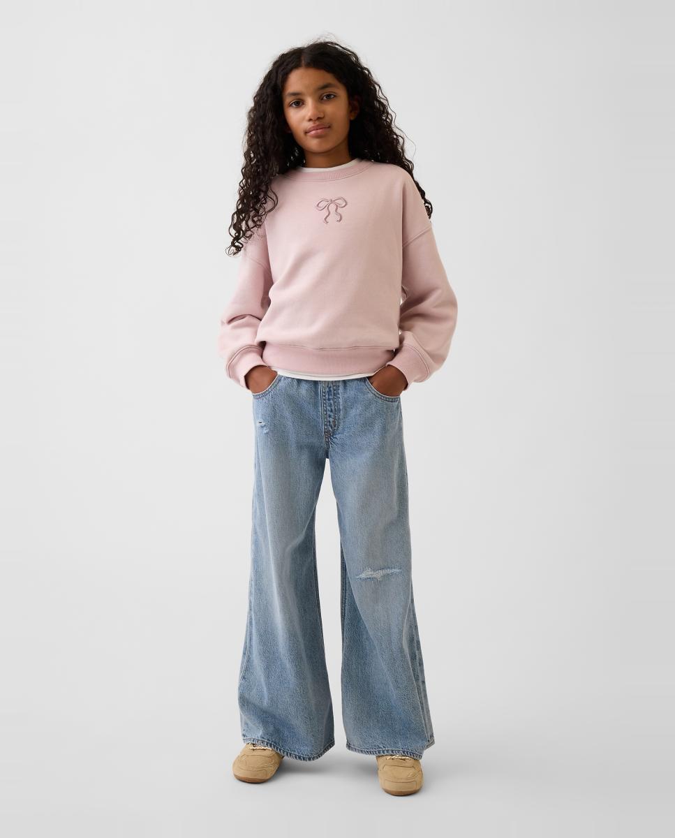 Sweatshirt de Manga Comprida com Pequeno Estampado Rosa-2
