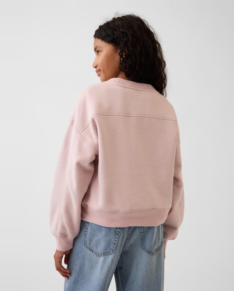 Sweatshirt de Manga Comprida com Pequeno Estampado Rosa-3