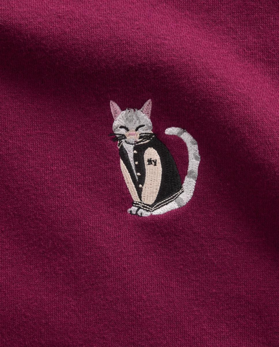 Sweatshirt de Manga Comprida com Pequeno Estampado Grená-4