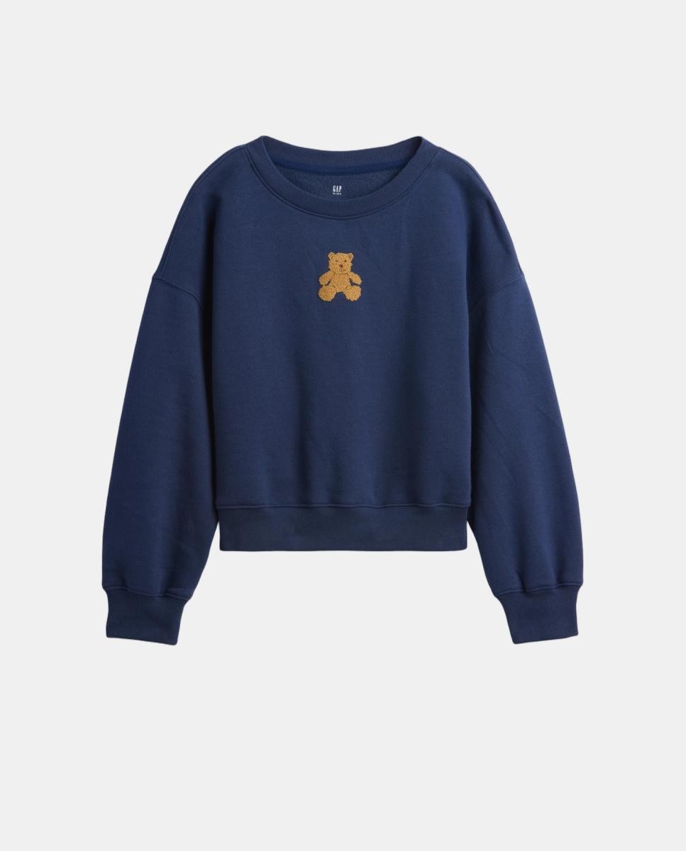 Sweatshirt de Manga Comprida com Pequeno Estampado Azul-marinho-6