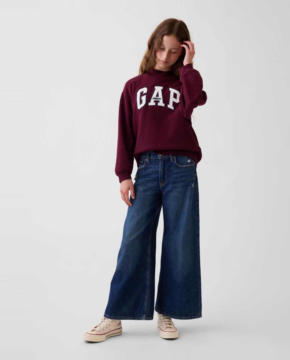 Sweatshirt de Manga Comprida com Estampado à Frente Grená-2