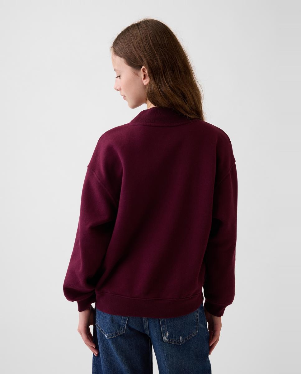 Sweatshirt de Manga Comprida com Estampado à Frente Grená-3