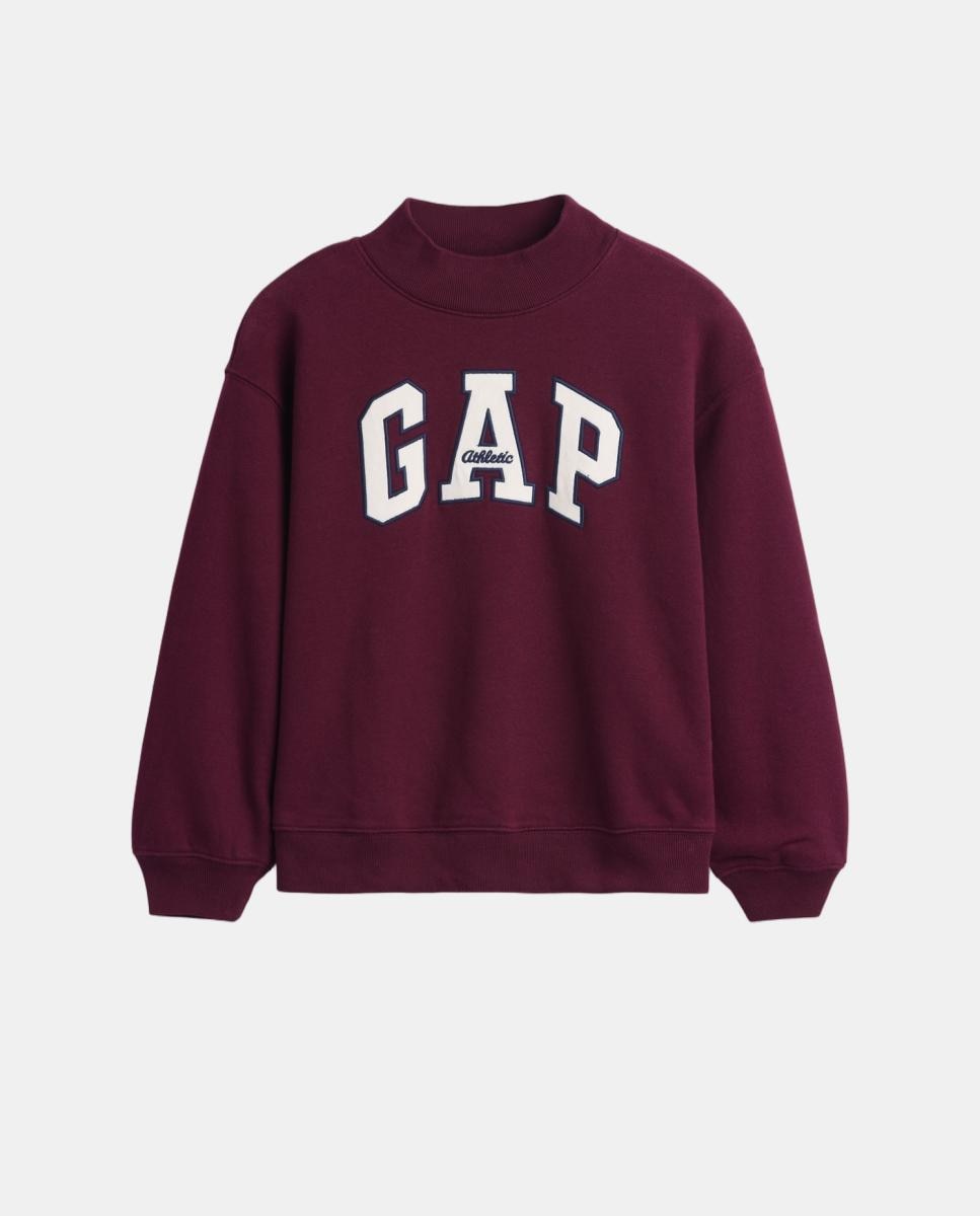 Sweatshirt de Manga Comprida com Estampado à Frente Grená-5