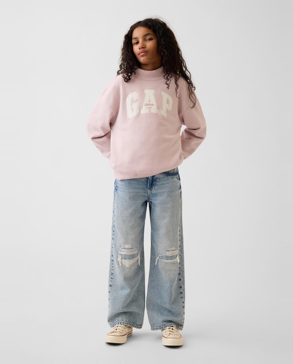 Sweatshirt de Manga Comprida com Estampado à Frente Rosa-2