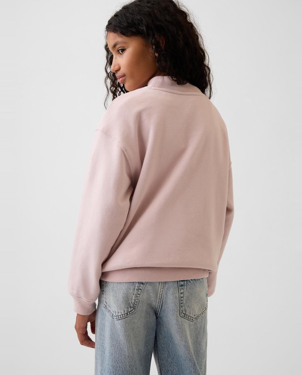 Sweatshirt de Manga Comprida com Estampado à Frente Rosa-3