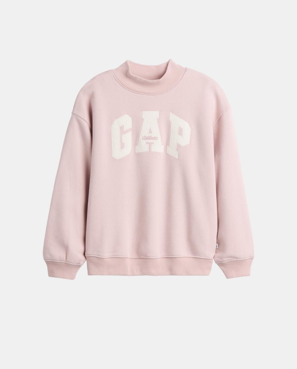 Sweatshirt de Manga Comprida com Estampado à Frente Rosa-5