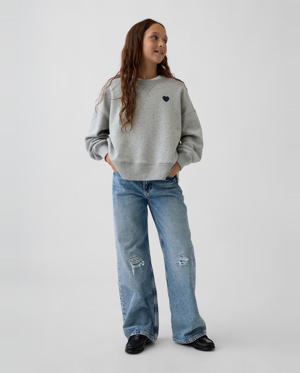 Sweatshirt Lisa com Manga Comprida Cinzento-claro-2
