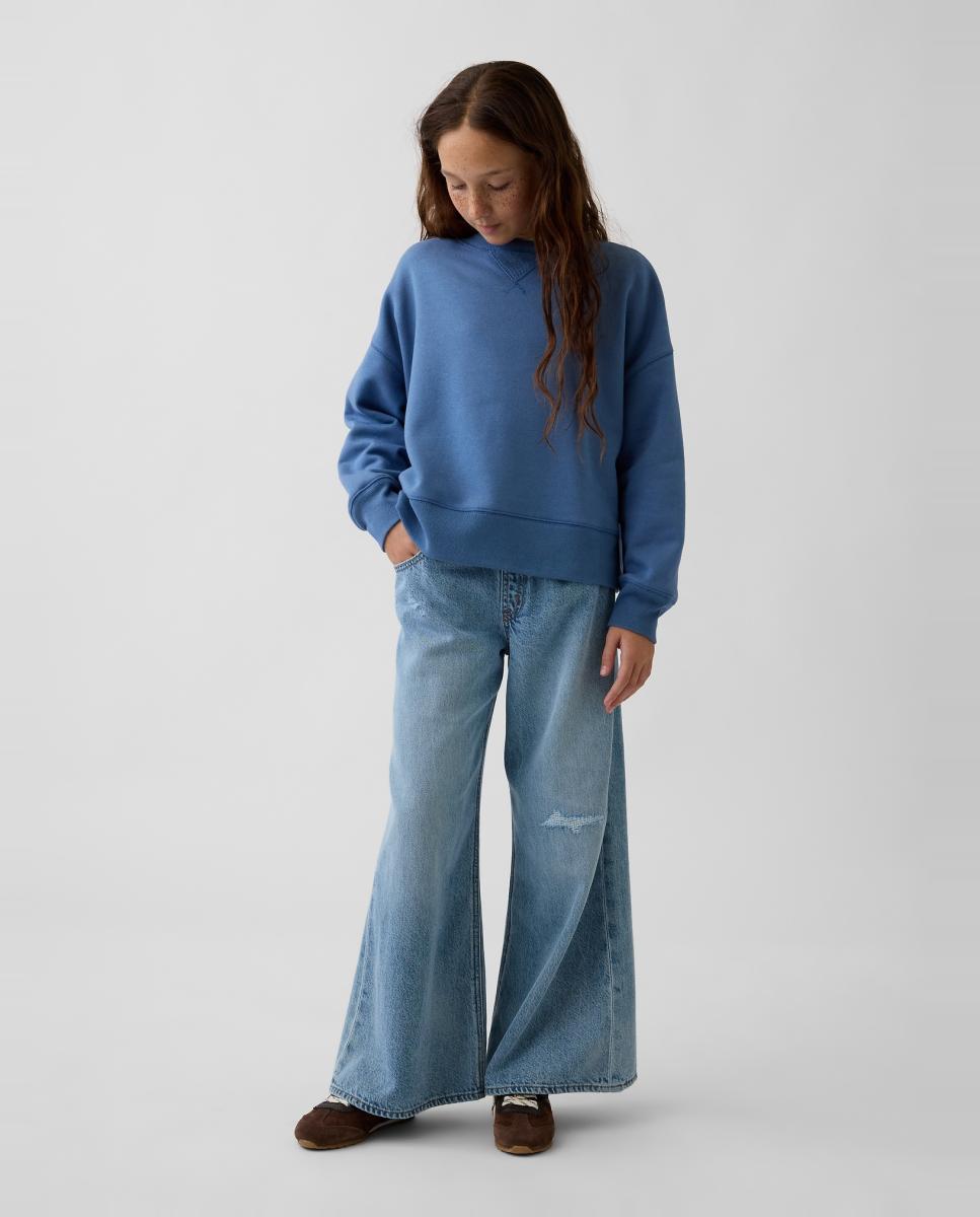 Sweatshirt Lisa com Manga Comprida Azul-2