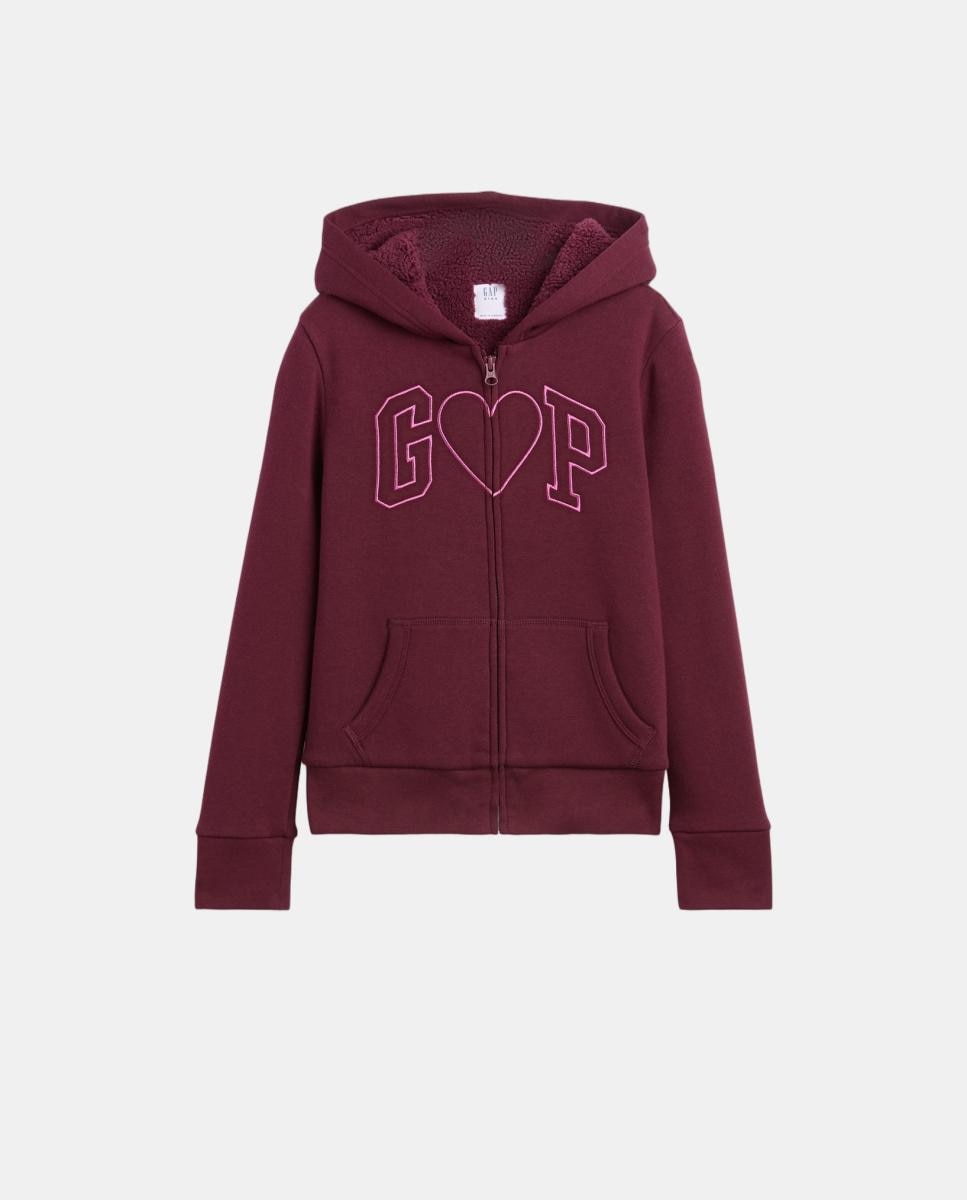 Sudadera de niña básica con capucha y cremallera - Gap - Burdeos Burdeos-1