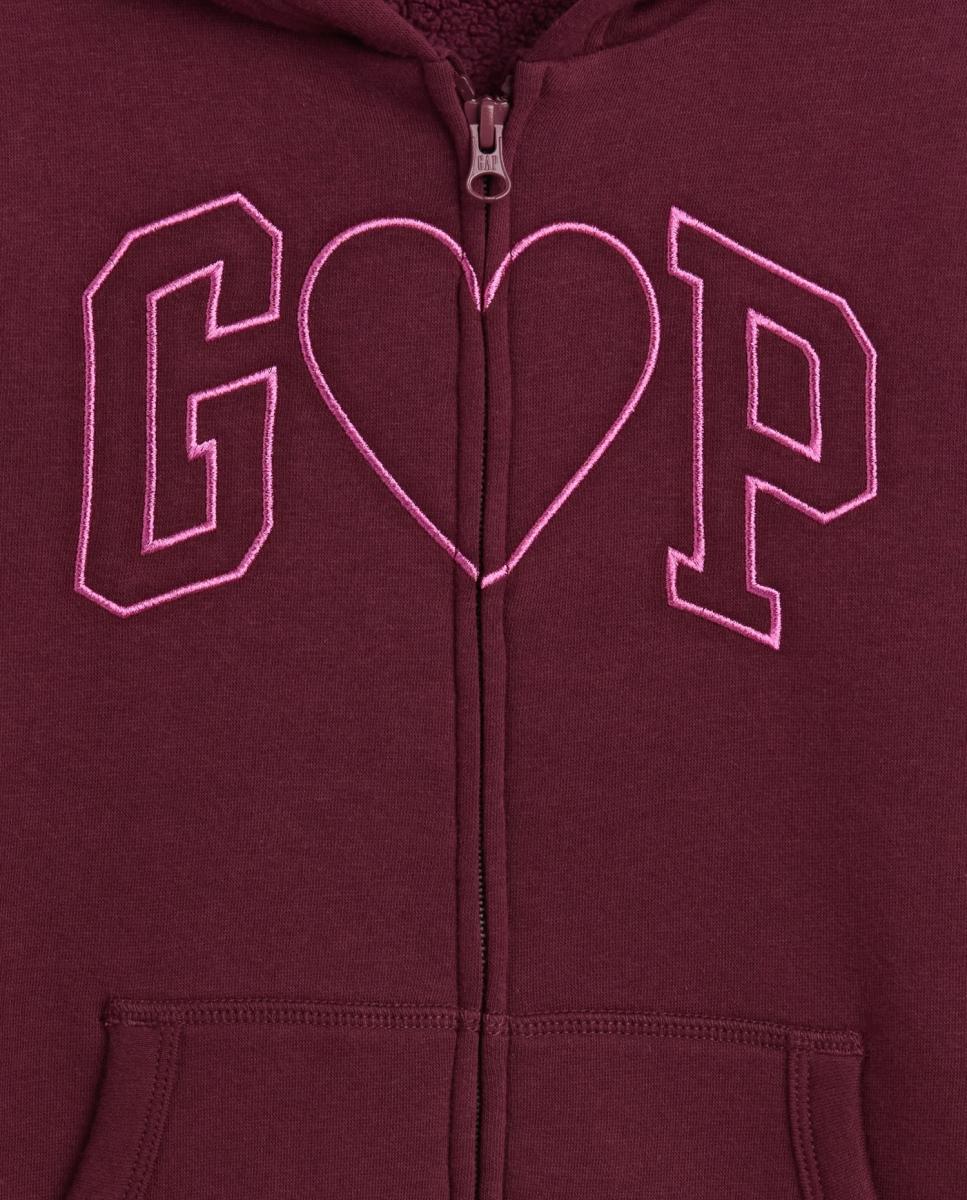 Sudadera de niña básica con capucha y cremallera - Gap - Burdeos Burdeos-3
