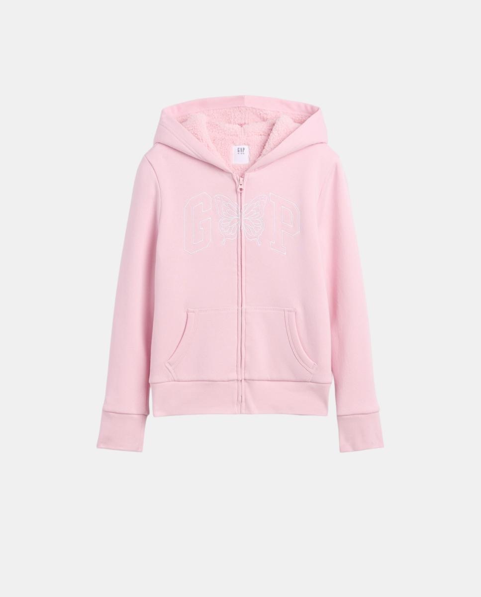 Imagen 0 de Sudadera de niña básica con capucha y cremallera Rosa