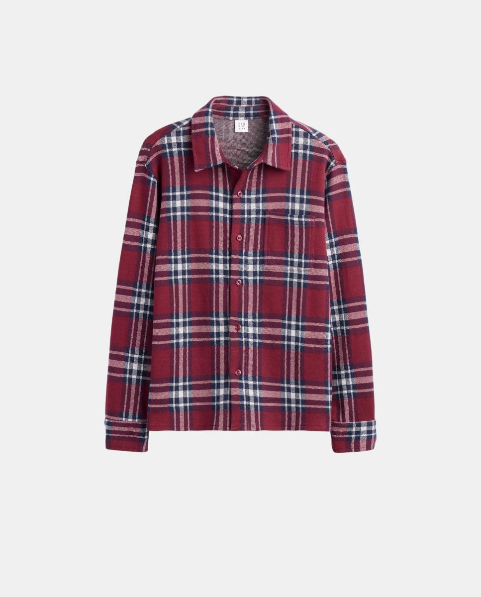 Camisa de Manga Comprida com Bolso Vermelho-4