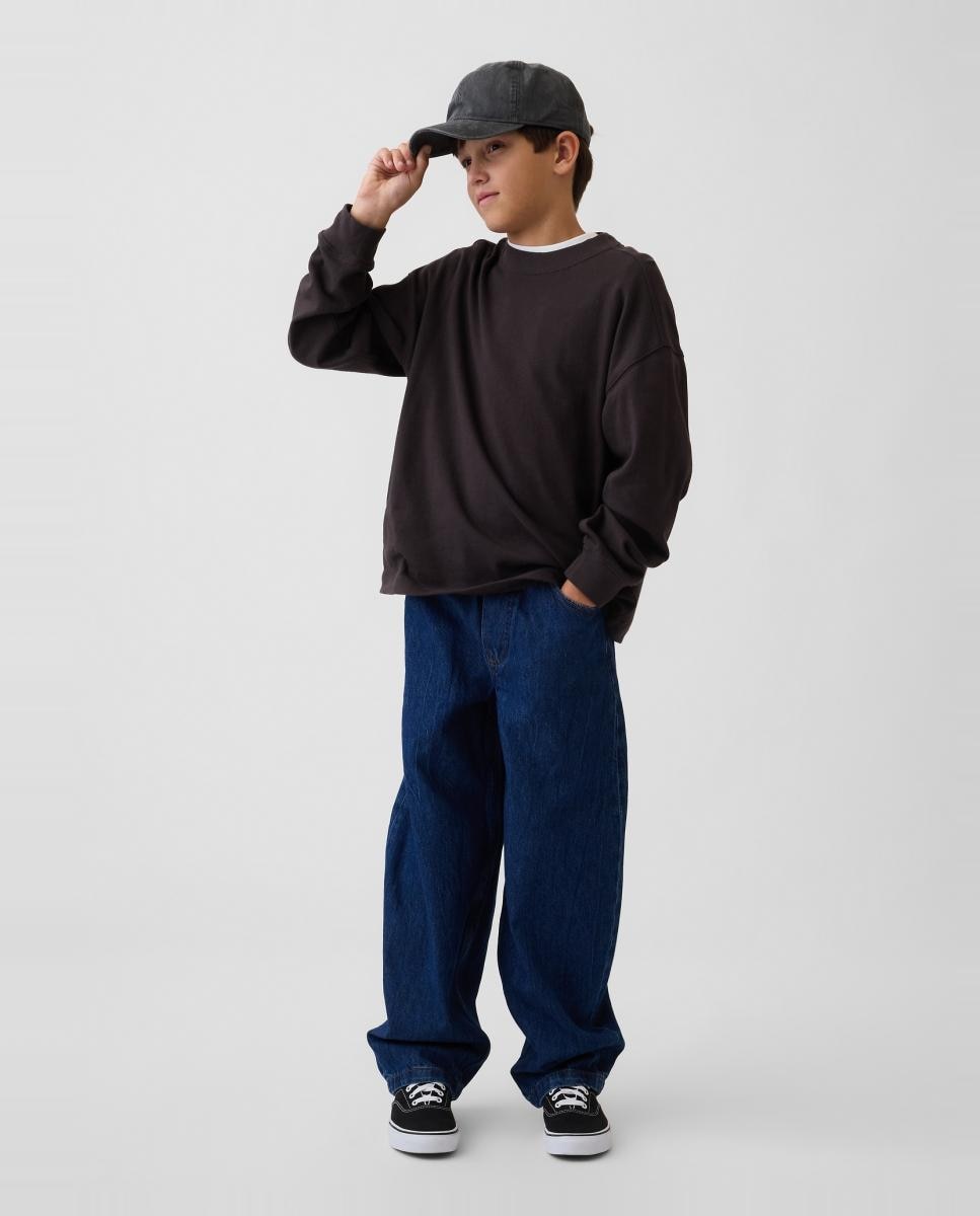 Camisola Básica Oversize com Manga Comprida Castanho-3