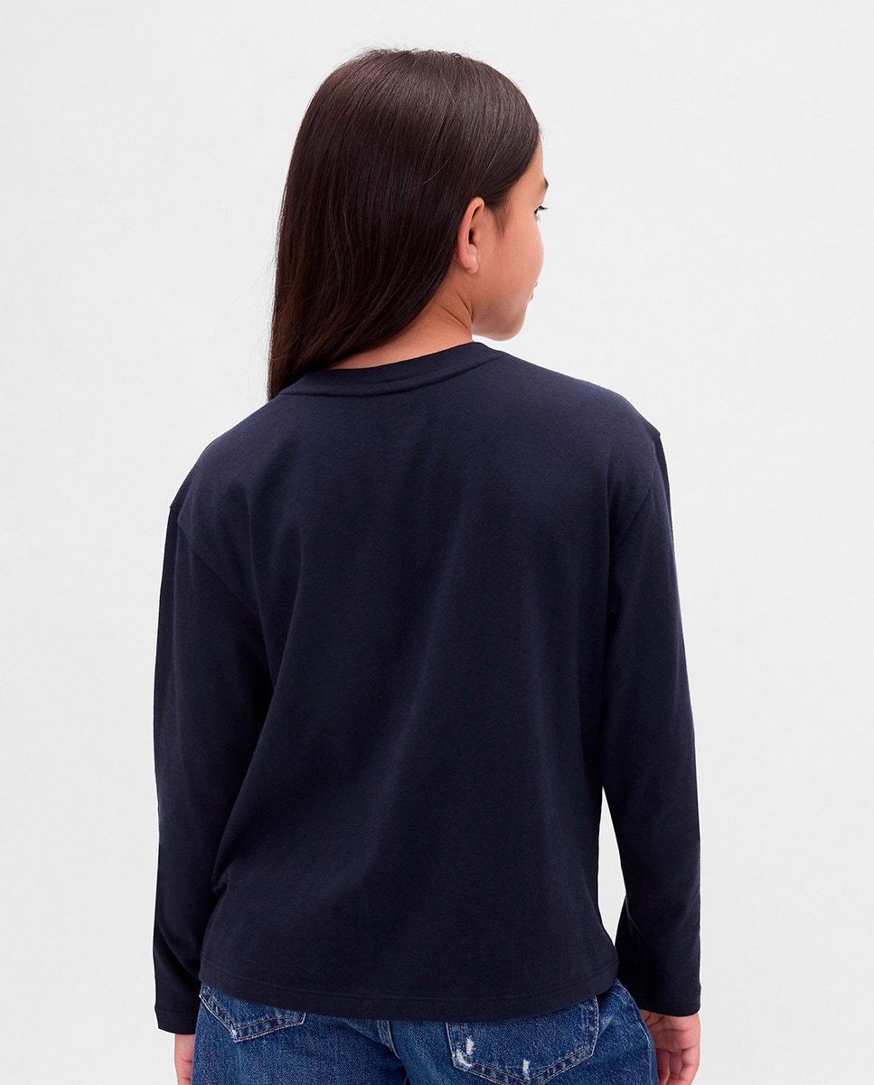 T-shirt Relaxed Fit de Criança com Logótipo Gráfico Azul-marinho-2