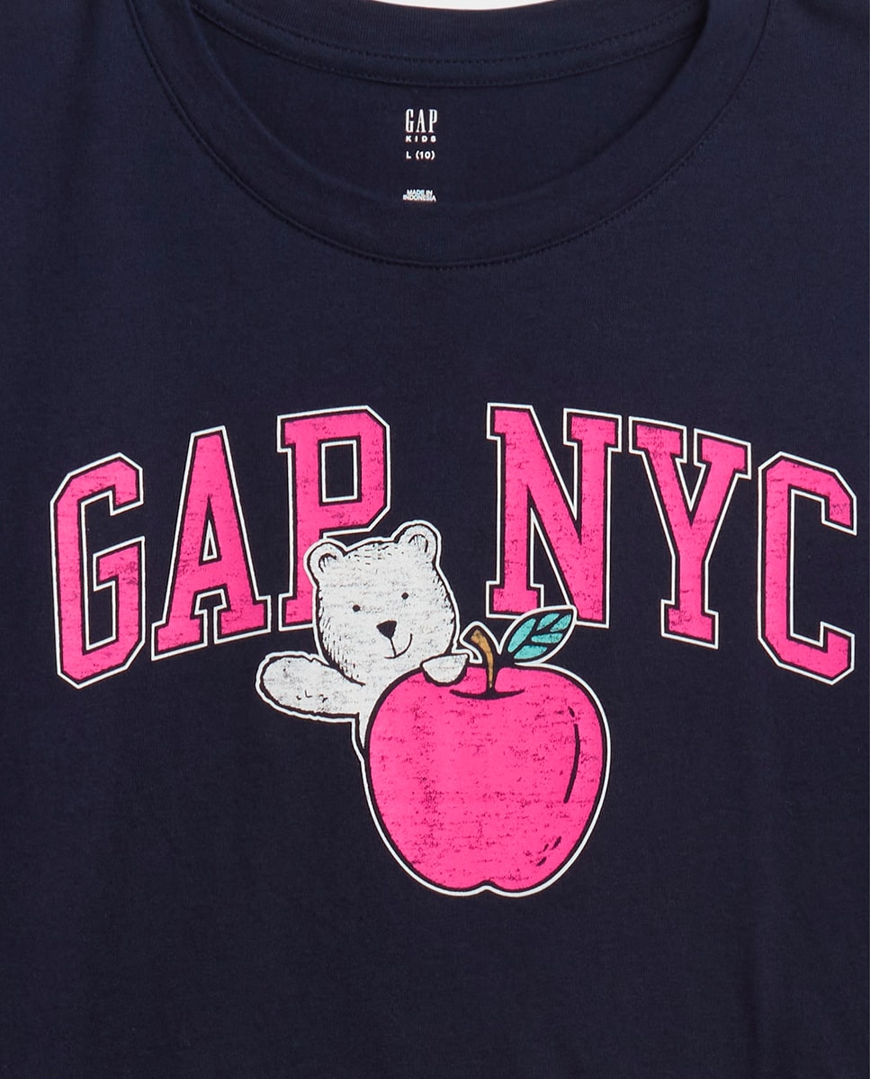 T-shirt Relaxed Fit de Criança com Logótipo Gráfico Azul-marinho-4