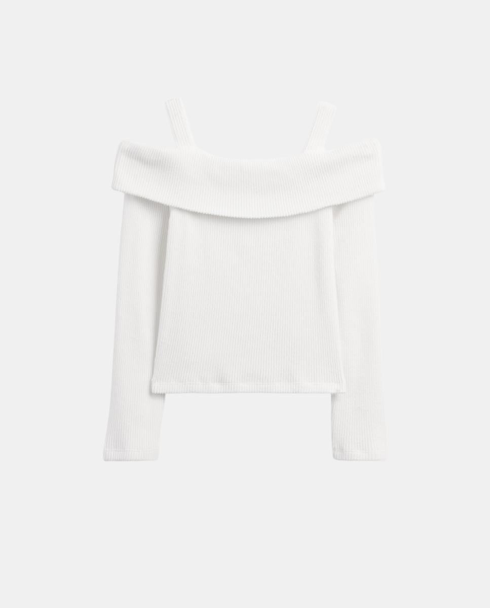 Jersey de niña de manga larga con hombros descubiertos - Gap - Blanco Blanco-4
