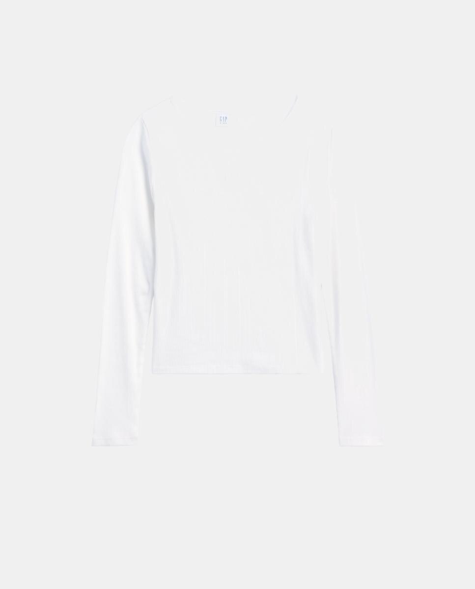 Camiseta de niña de manga larga lisa - Gap - Blanco Blanco-2