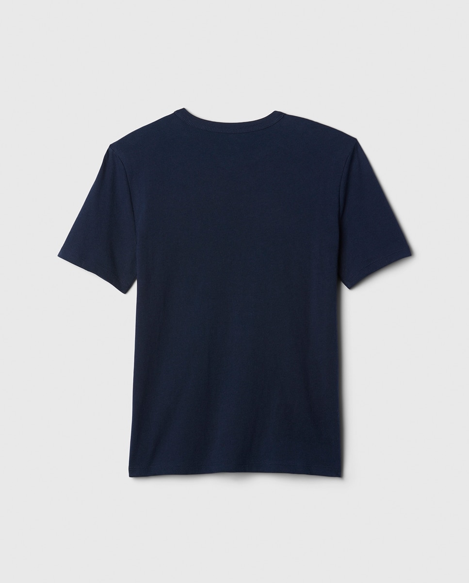 T-shirt com Gola Redonda e Manga Curta Gap Azul-marinho-4