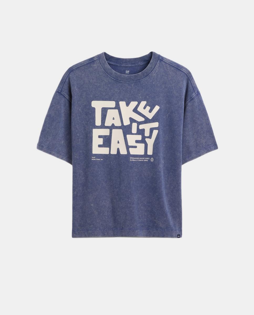 Camiseta oversize en algodón suave de niño - Gap - Azul Azul-1