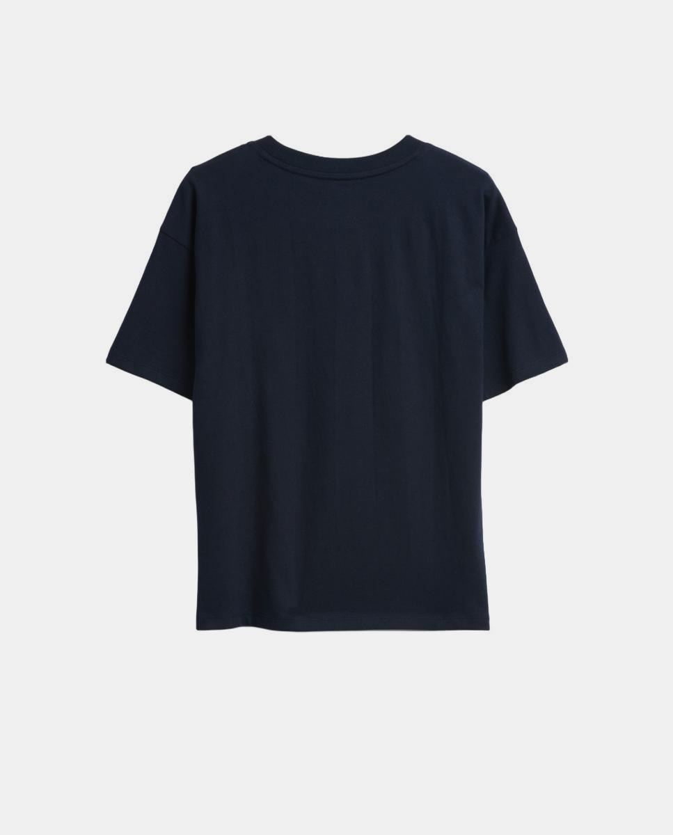 T-Shirt Gráfica com Logótipo Azul-marinho-2