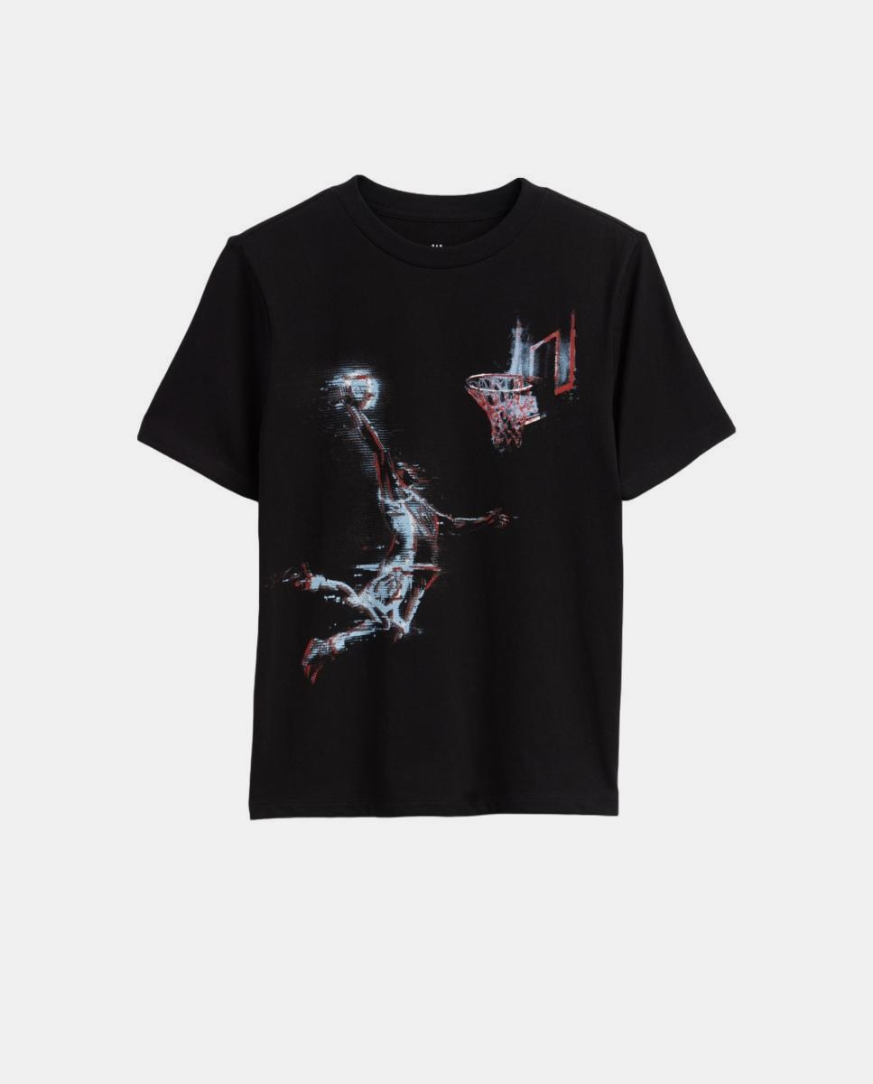 Camiseta básica de algodón estampada de niño - Gap - Negro Negro-1