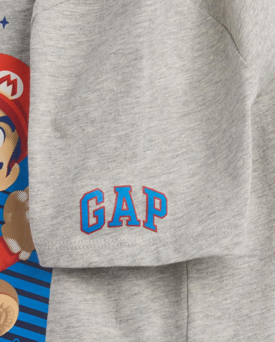 T-shirt Básica com Estampado Mario Bros Cinzento-3