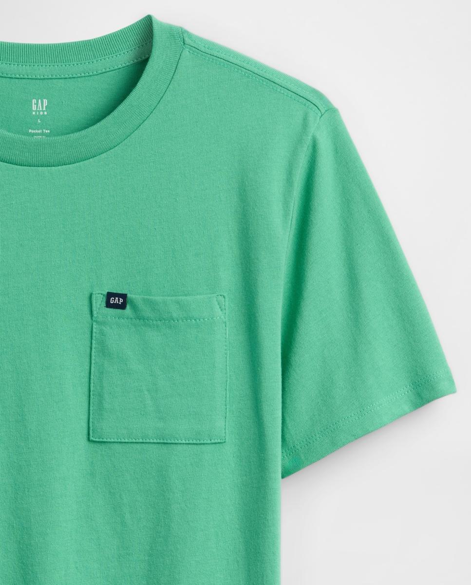 T-shirt de Manga Curta com Bolso Verde-menta-3