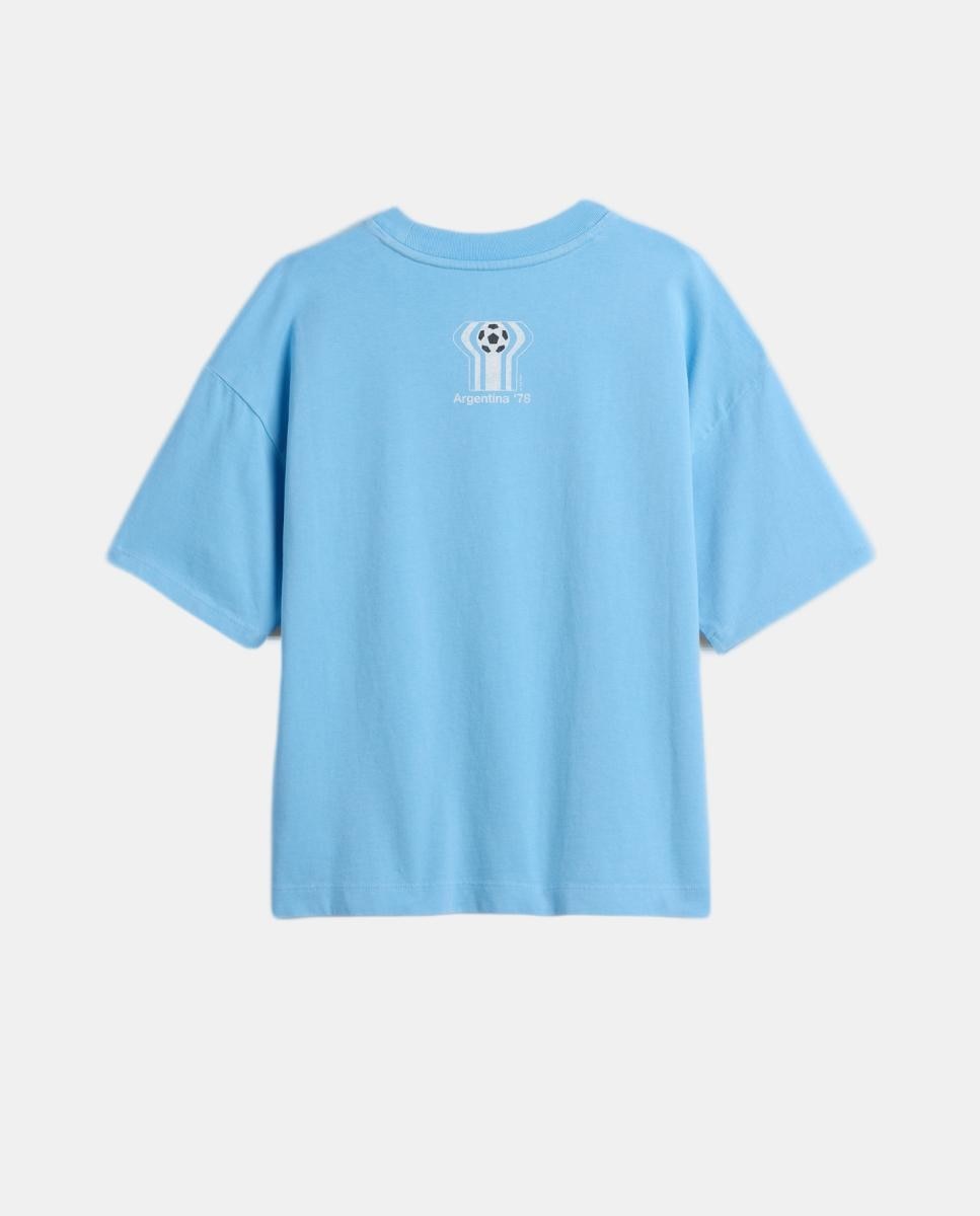 T-shirt Básica de Manga Curta e Emblema da FIFA Gap Azul-claro-2