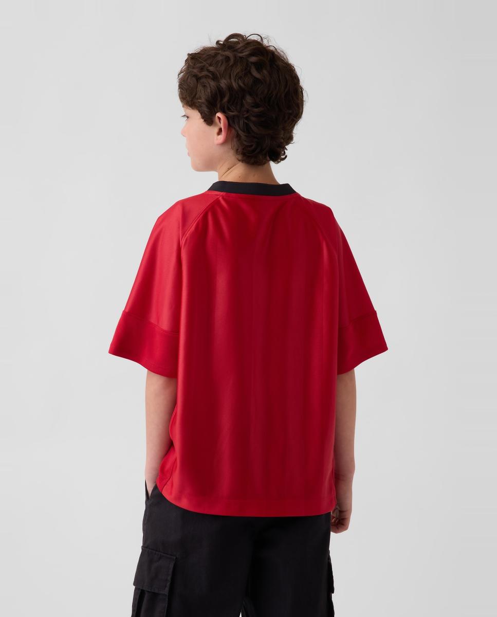 T-shirt Oversized de Manga Curta e Gola em Bico Gap Vermelho-3