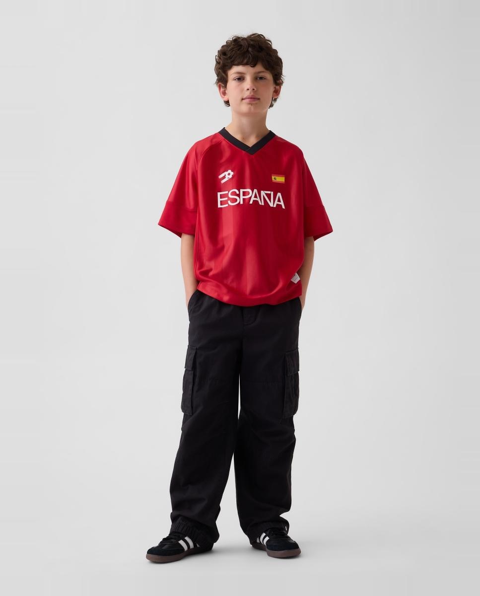 T-shirt Oversized de Manga Curta e Gola em Bico Gap Vermelho-4
