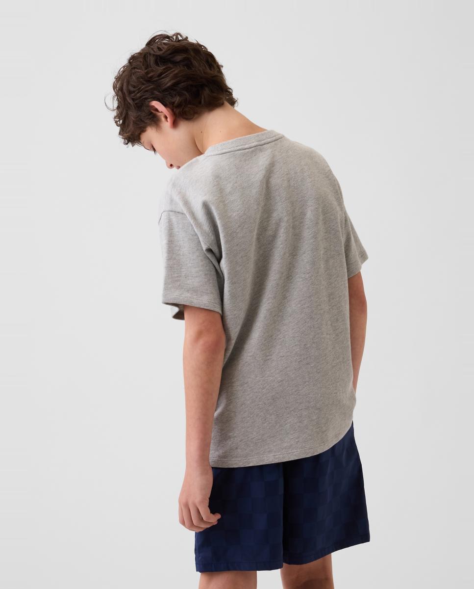 T-shirt Básica Relaxed Fit com Manga Curta Gap Cinzento-claro-2
