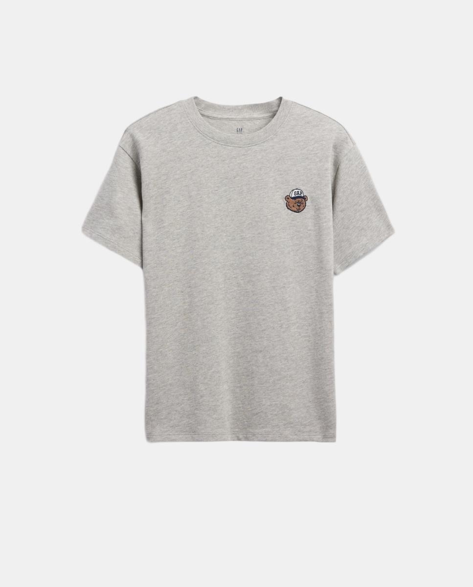 T-shirt Básica Relaxed Fit com Manga Curta Gap Cinzento-claro-3