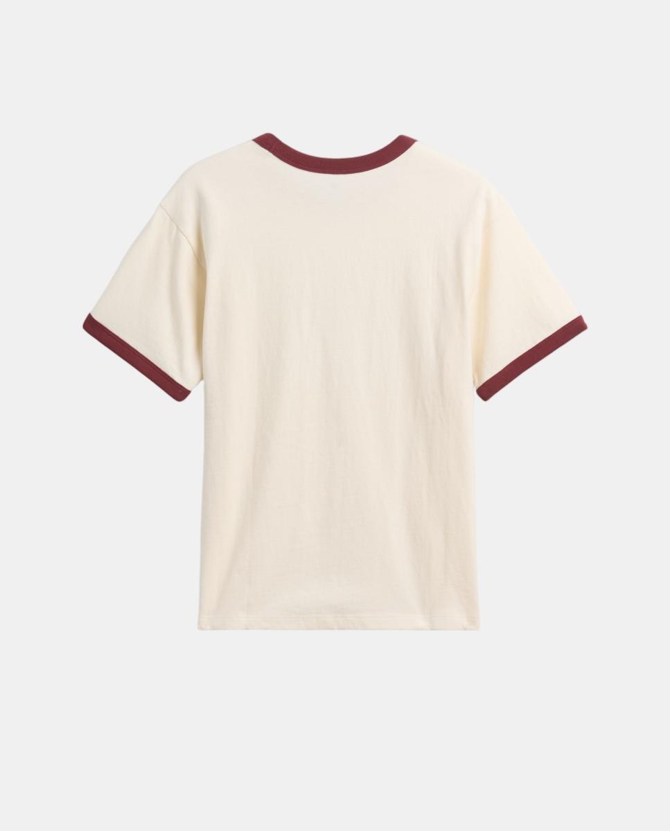 T-shirt de Manga Curta com Estampado Bege-2