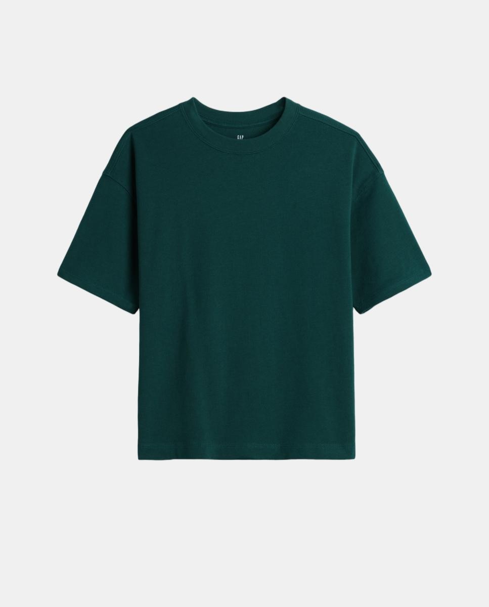 T-shirt lisa com manga curta Verde-escuro-2