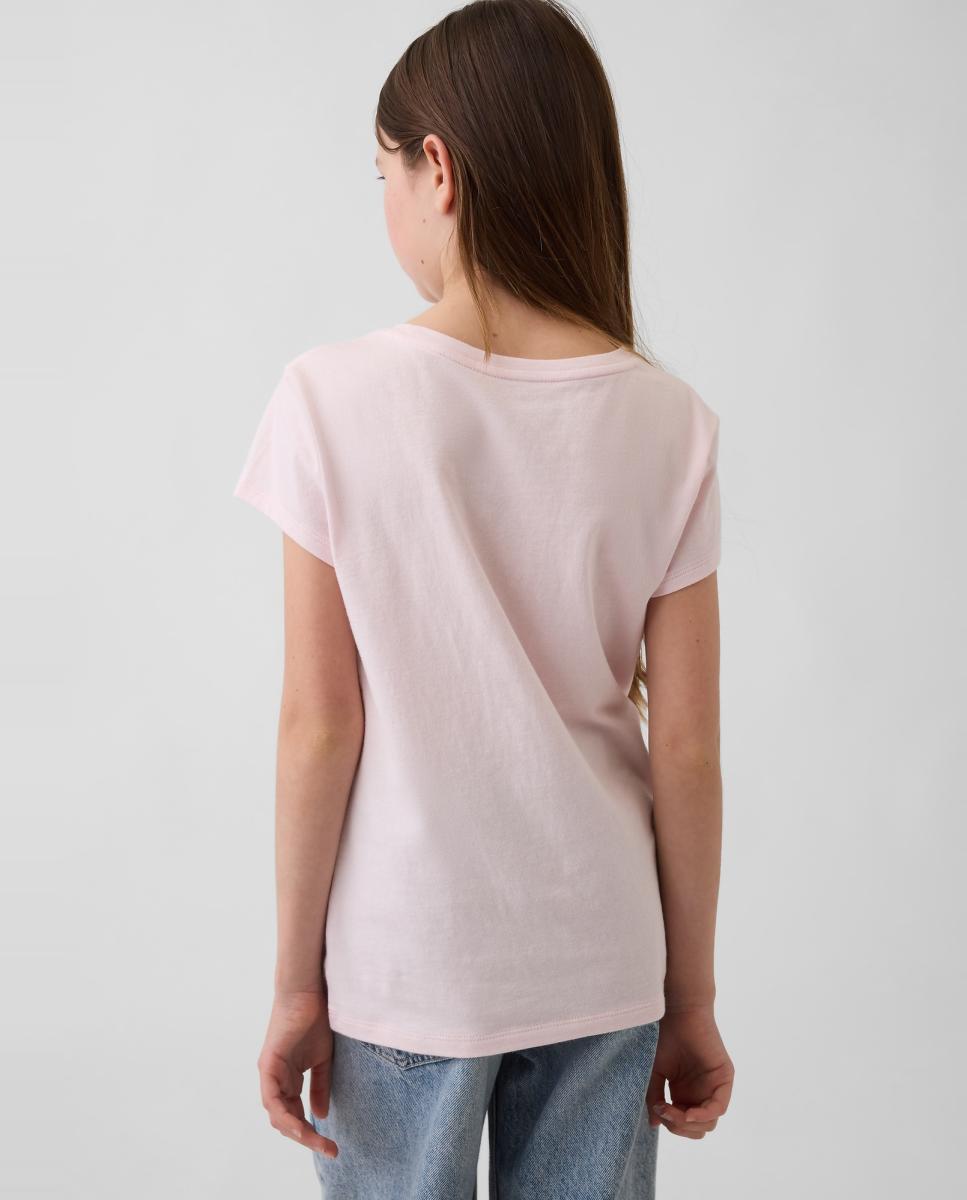 T-shirt Básica com Estampado de Fantasia Gap Rosa-3