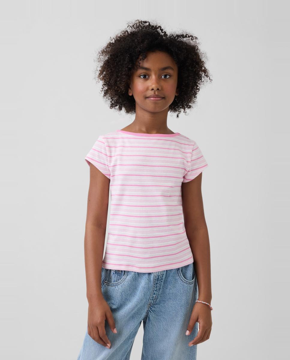 Camiseta básica ajustada manga corta de niña - Gap - Rosa Rosa-1