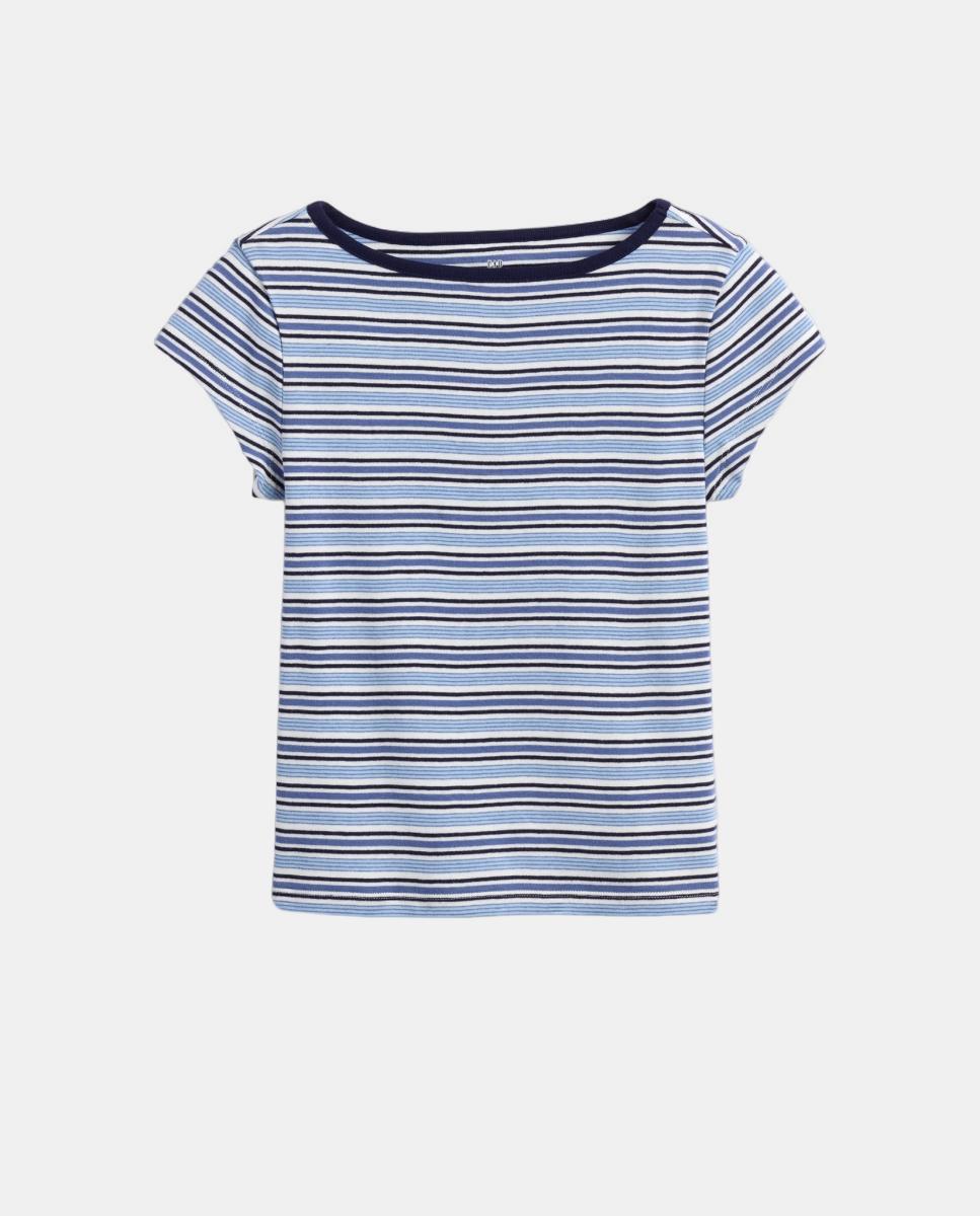 T-shirt Básica Justa com Manga Curta Gap Azul-2