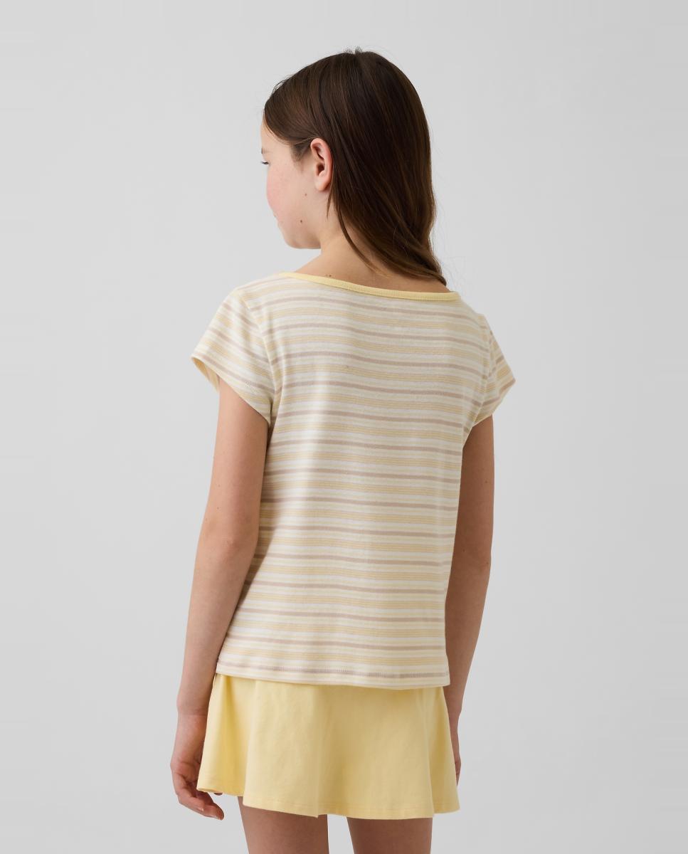T-shirt Básica Justa com Manga Curta Amarelo-2