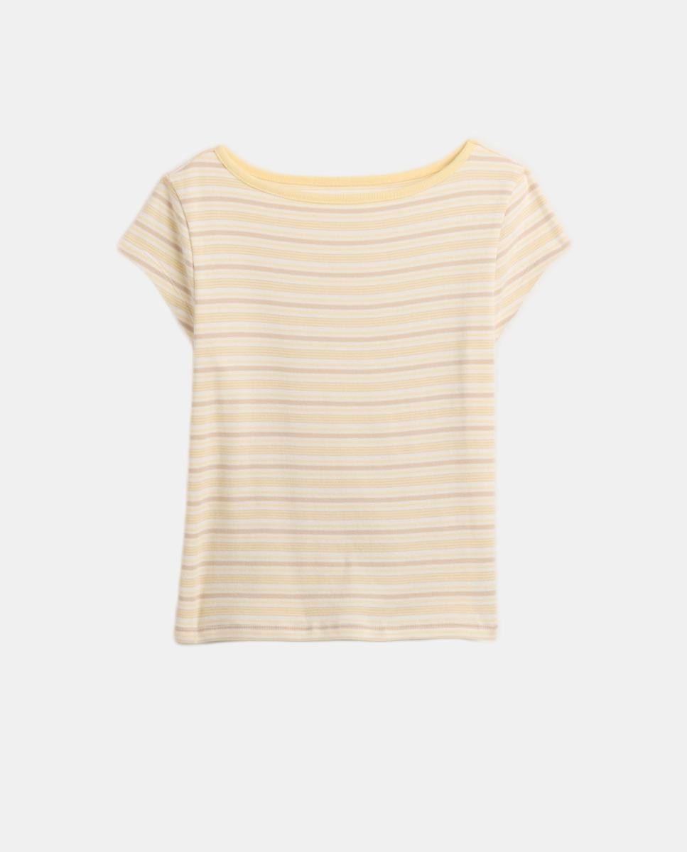 T-shirt Básica Justa com Manga Curta Amarelo-3