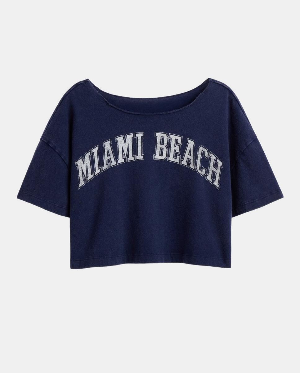 Camiseta básica holgado con cuello barco de niña - Gap - Azul Azul-2