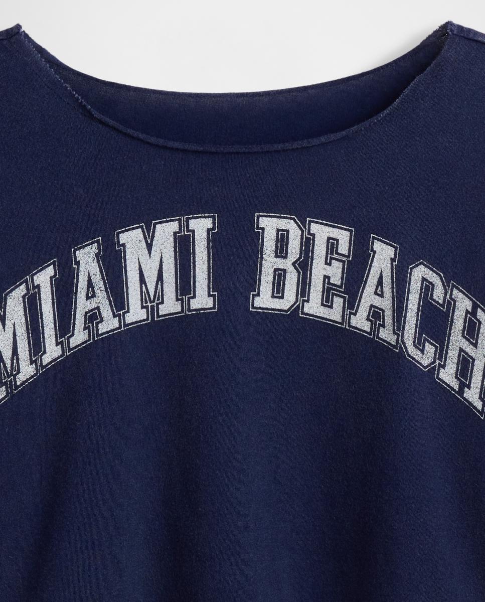 Camiseta básica holgado con cuello barco de niña - Gap - Azul Azul-4