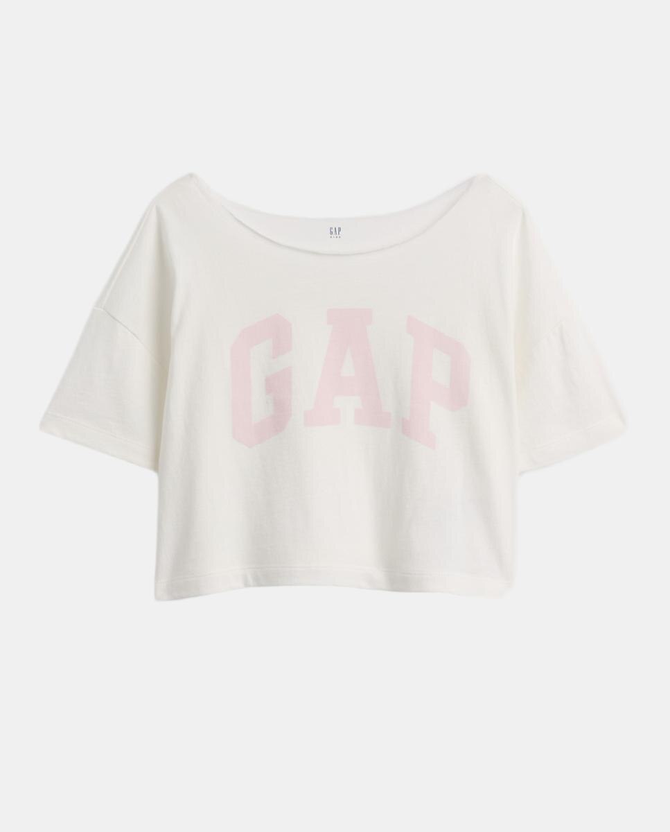 Camiseta básica holgado con cuello barco de niña - Gap - Blanco Blanco-2