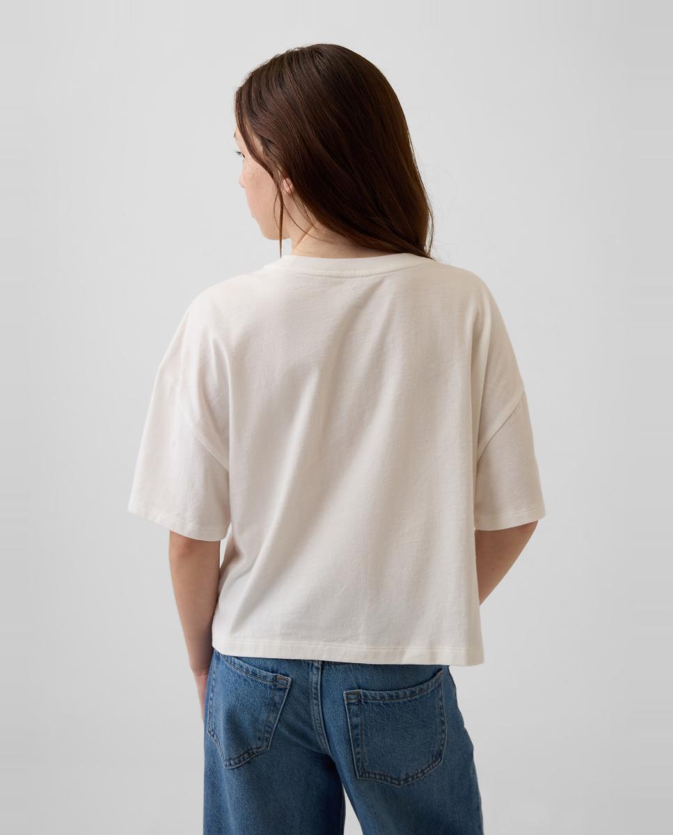 T-shirt de Corte Oversize com Desenho à Frente Gap Branco-3