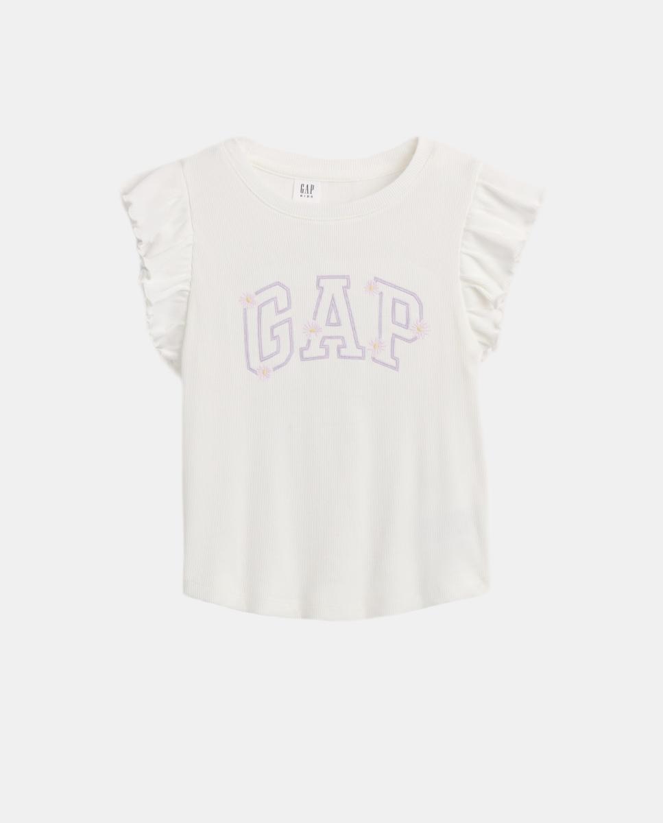 T-shirt básica com Folho e Logótipo Gap Branco-2