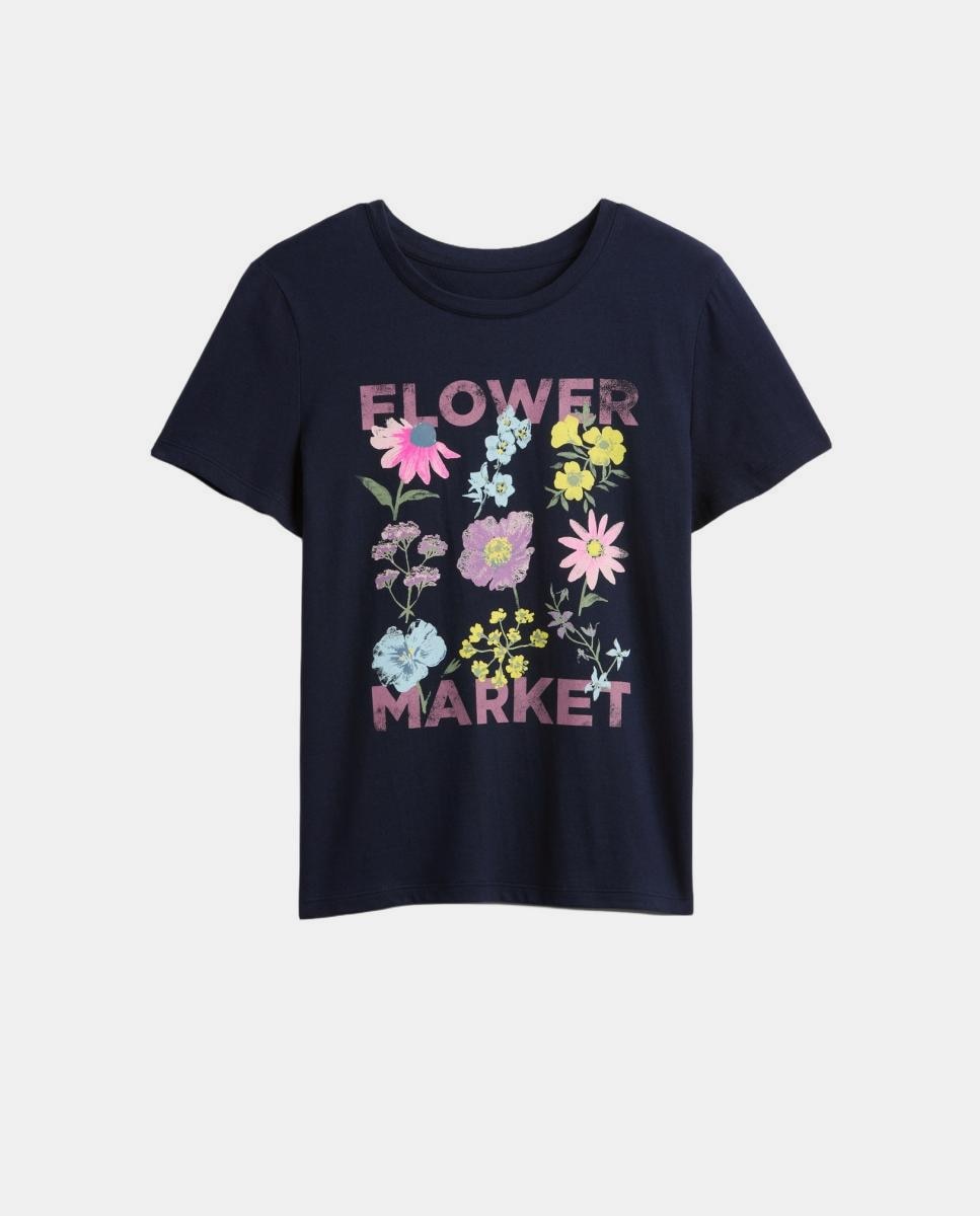 T-shirt Básica com Estampado de Fantasia Gap Azul-marinho-2
