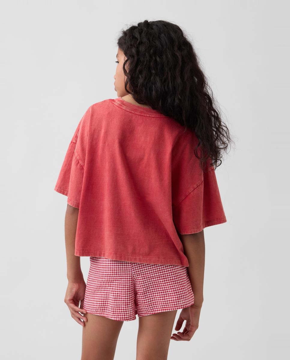 Camiseta de niña oversized manga corta con aberturas laterales - Gap - Rojo Rojo-2