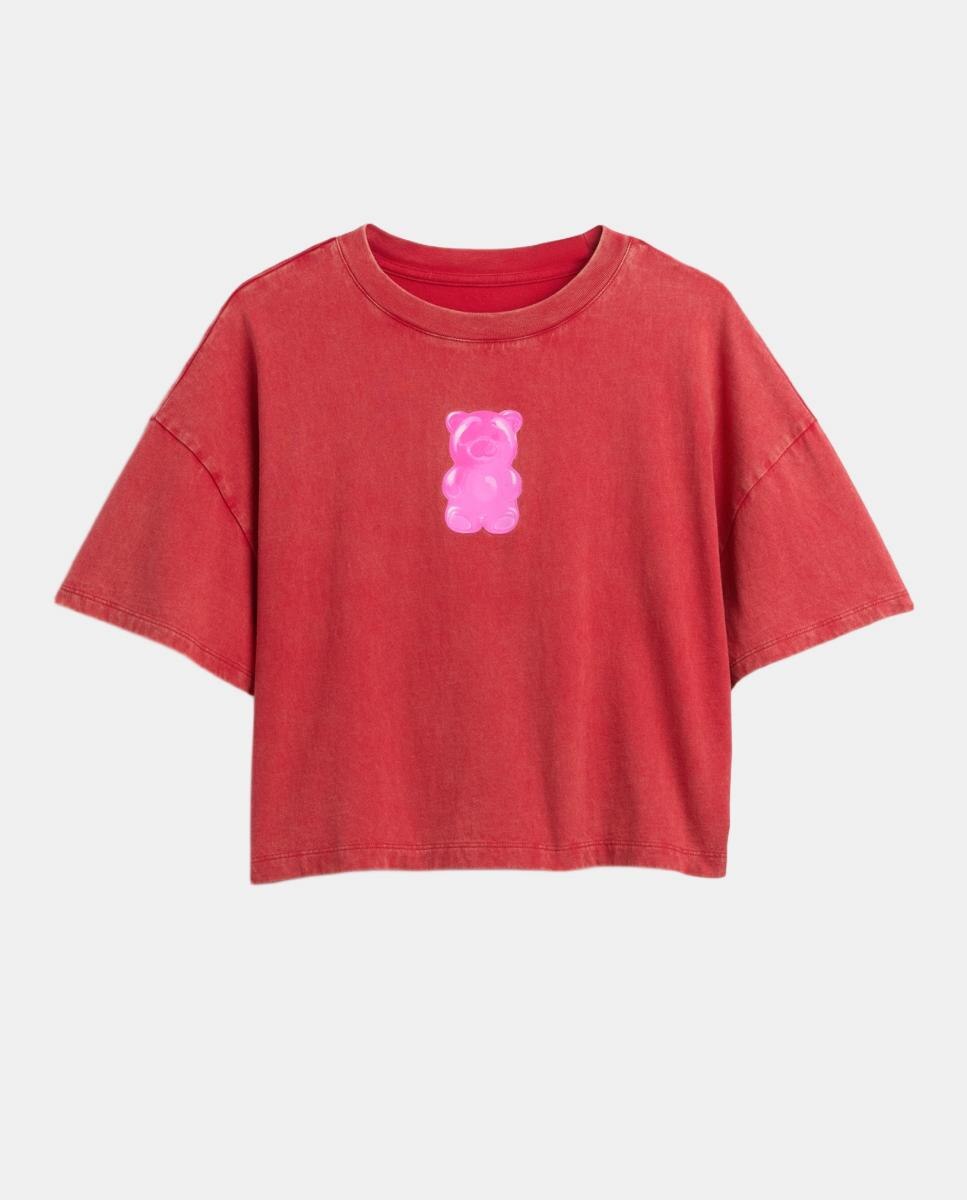 Camiseta de niña oversized manga corta con aberturas laterales - Gap - Rojo Rojo-3