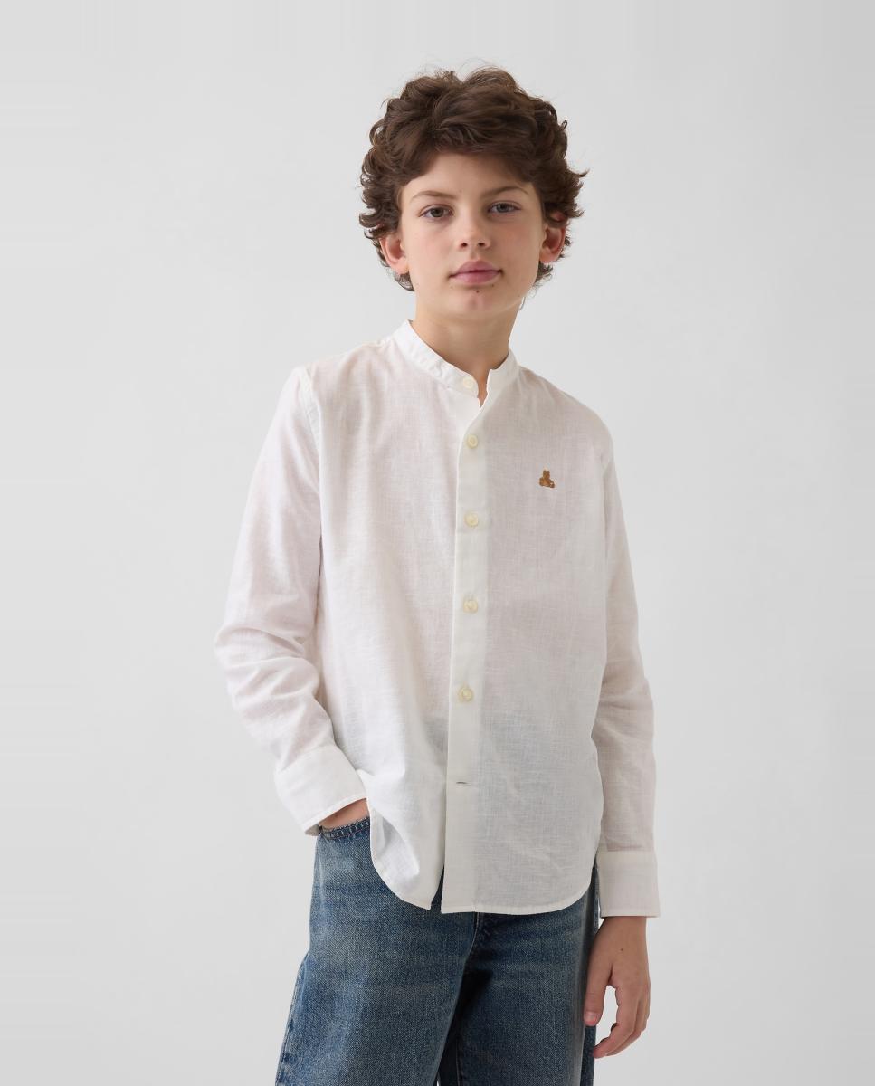 Camisa de lino y algodón lisa de niños - Gap - Blanco Blanco-1