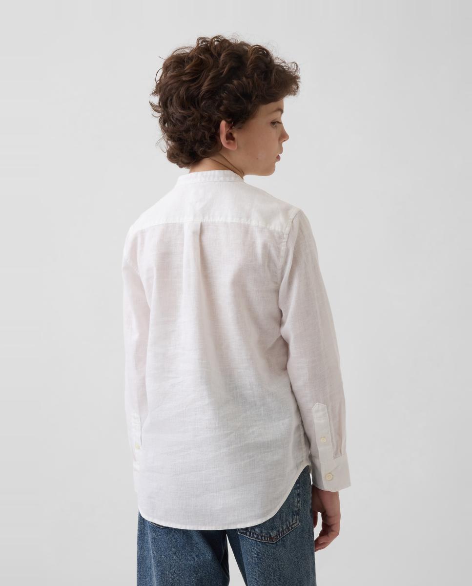 Camisa de lino y algodón lisa de niños - Gap - Blanco Blanco-3